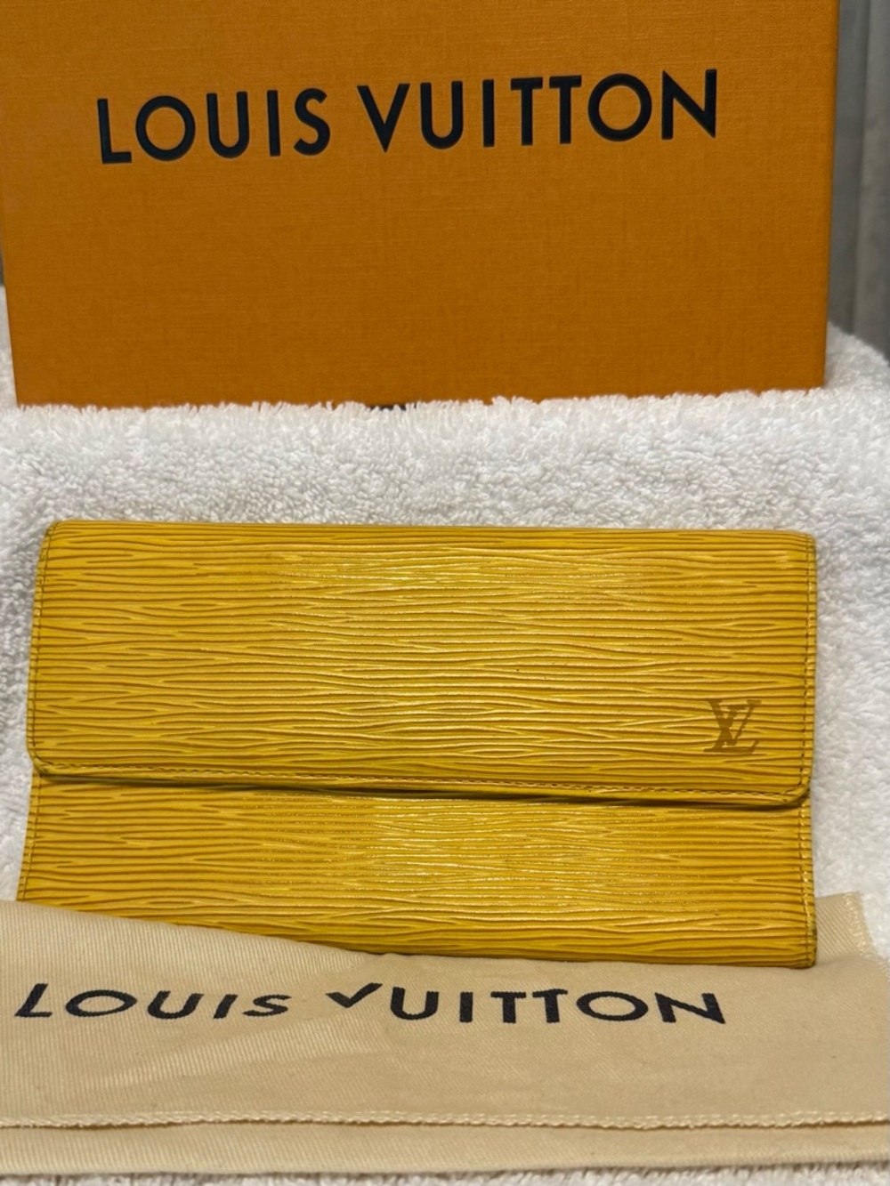 Louis Vuitton Epi Leather Continental Wallet in Mustard Yellow